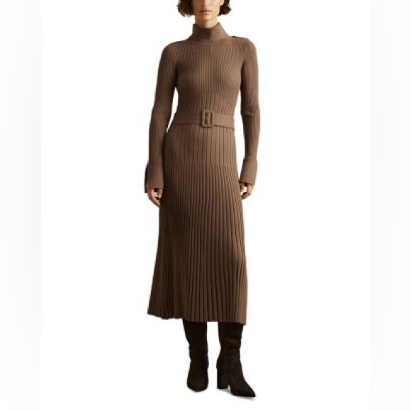 Reiss Dresses & Skirts - Reiss Brown Petite Vinette Midi Knitted Dress